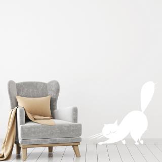 Samolepka Naježená kočka Barva: bílá, Velikost: 100 x 90 cm