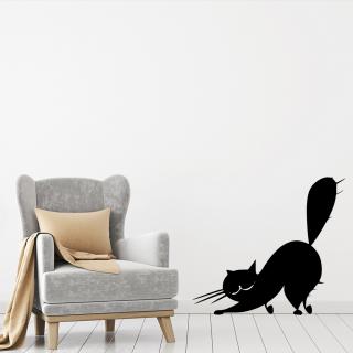 Samolepka Naježená kočka Barva: černá, Velikost: 100 x 90 cm