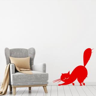 Samolepka Naježená kočka Barva: červená, Velikost: 60 x 54 cm