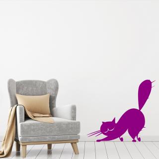 Samolepka Naježená kočka Barva: fialová, Velikost: 40 x 36 cm