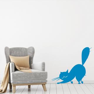 Samolepka Naježená kočka Barva: modrá, Velikost: 40 x 36 cm