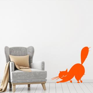 Samolepka Naježená kočka Barva: oranžová, Velikost: 60 x 54 cm