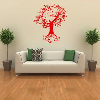 Samolepka Okrasný strom Barva: červená, Velikost: 100 x 115 cm