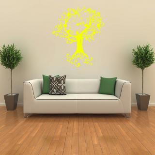 Samolepka Okrasný strom Barva: žlutá, Velikost: 100 x 115 cm