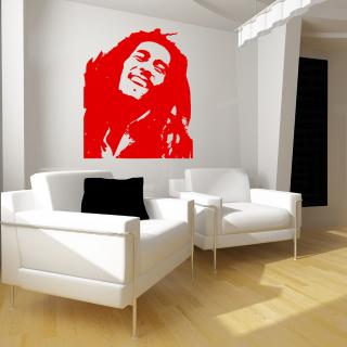 Samolepka Portrét Bob Marley Barva: červená, Velikost: 100 x 84 cm