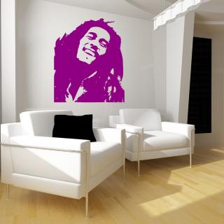 Samolepka Portrét Bob Marley Barva: fialová, Velikost: 100 x 84 cm