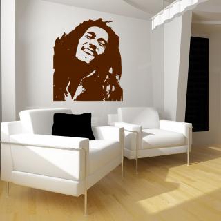 Samolepka Portrét Bob Marley Barva: hnědá, Velikost: 40 x 34 cm