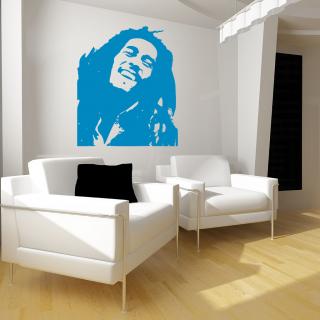 Samolepka Portrét Bob Marley Barva: modrá, Velikost: 100 x 84 cm