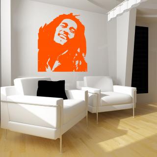 Samolepka Portrét Bob Marley Barva: oranžová, Velikost: 100 x 84 cm