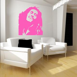 Samolepka Portrét Bob Marley Barva: růžová, Velikost: 100 x 84 cm