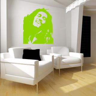 Samolepka Portrét Bob Marley Barva: zelená, Velikost: 100 x 84 cm