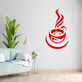 Samolepka Ranní šálek kávy Barva: červená, Velikost: 40 x 22 cm