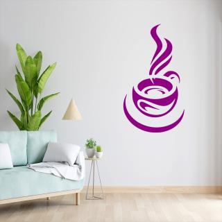 Samolepka Ranní šálek kávy Barva: fialová, Velikost: 80 x 45 cm