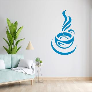 Samolepka Ranní šálek kávy Barva: modrá, Velikost: 100 x 55 cm