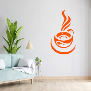 Samolepka Ranní šálek kávy Barva: oranžová, Velikost: 40 x 22 cm