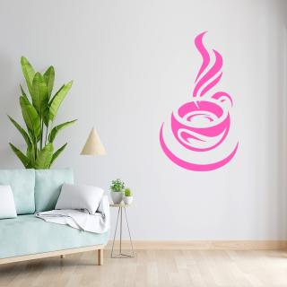Samolepka Ranní šálek kávy Barva: růžová, Velikost: 100 x 55 cm