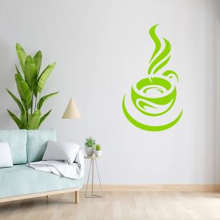Samolepka Ranní šálek kávy Barva: zelená, Velikost: 100 x 55 cm