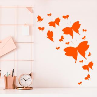 Samolepka Roj Motýlků Barva: oranžová, Velikost: 100 x 128 cm