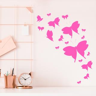 Samolepka Roj Motýlků Barva: růžová, Velikost: 80 x 102 cm