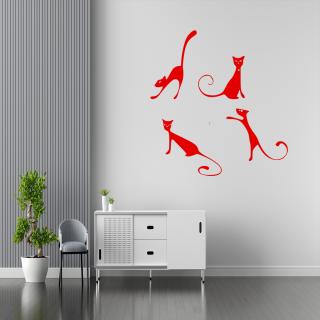 Samolepka Rozpustilé kočičky Barva: červená, Velikost: 100 x 107 cm