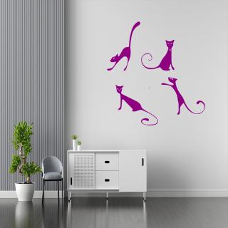 Samolepka Rozpustilé kočičky Barva: fialová, Velikost: 100 x 107 cm