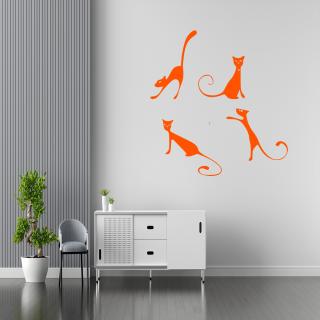 Samolepka Rozpustilé kočičky Barva: oranžová, Velikost: 100 x 107 cm