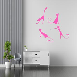 Samolepka Rozpustilé kočičky Barva: růžová, Velikost: 100 x 107 cm