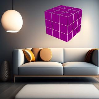 Samolepka Rubikova kostka Barva: fialová, Velikost: 40 x 40 cm
