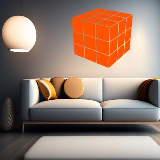 Samolepka Rubikova kostka Barva: oranžová, Velikost: 100 x 100 cm