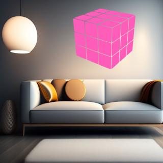 Samolepka Rubikova kostka Barva: růžová, Velikost: 100 x 100 cm