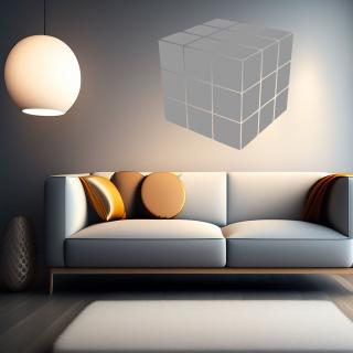 Samolepka Rubikova kostka Barva: šedá, Velikost: 60 x 60 cm