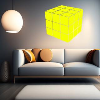 Samolepka Rubikova kostka Barva: žlutá, Velikost: 60 x 60 cm