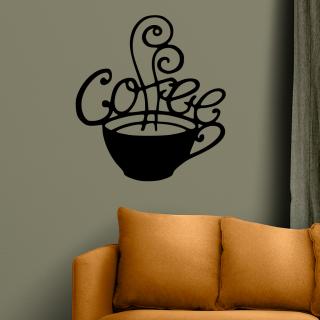 Samolepka Šálek kávy fantazie Barva: černá, Velikost: 100 x 110 cm
