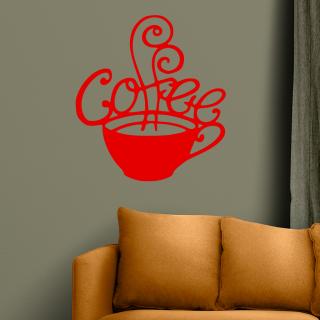 Samolepka Šálek kávy fantazie Barva: červená, Velikost: 100 x 110 cm