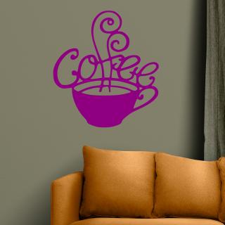 Samolepka Šálek kávy fantazie Barva: fialová, Velikost: 100 x 110 cm