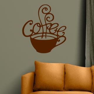Samolepka Šálek kávy fantazie Barva: hnědá, Velikost: 100 x 110 cm