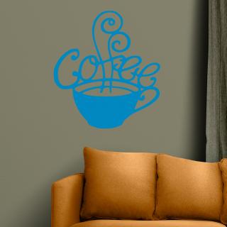 Samolepka Šálek kávy fantazie Barva: modrá, Velikost: 100 x 110 cm
