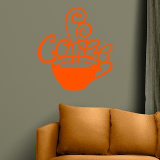 Samolepka Šálek kávy fantazie Barva: oranžová, Velikost: 100 x 110 cm