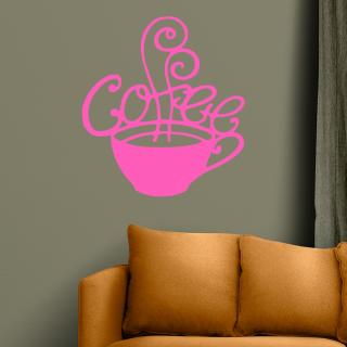 Samolepka Šálek kávy fantazie Barva: růžová, Velikost: 100 x 110 cm