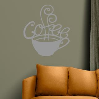 Samolepka Šálek kávy fantazie Barva: šedá, Velikost: 60 x 66 cm