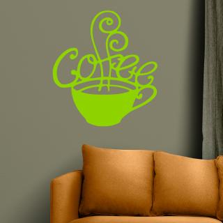 Samolepka Šálek kávy fantazie Barva: zelená, Velikost: 100 x 110 cm