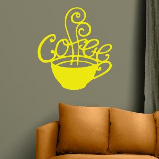 Samolepka Šálek kávy fantazie Barva: žlutá, Velikost: 100 x 110 cm