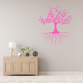 Samolepka Strom života s kořeny Barva: růžová, Velikost: 100 x 128 cm
