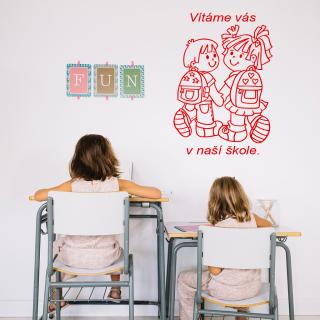 Samolepka Vítáme Vás v naší škole Barva: červená, Velikost: 100 x 70 cm