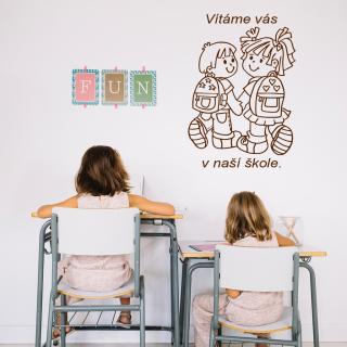 Samolepka Vítáme Vás v naší škole Barva: hnědá, Velikost: 40 x 28 cm
