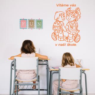 Samolepka Vítáme Vás v naší škole Barva: oranžová, Velikost: 40 x 28 cm