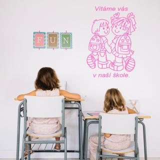 Samolepka Vítáme Vás v naší škole Barva: růžová, Velikost: 100 x 70 cm