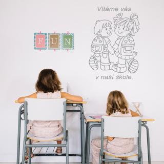 Samolepka Vítáme Vás v naší škole Barva: šedá, Velikost: 100 x 70 cm