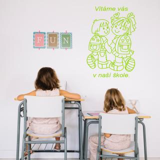 Samolepka Vítáme Vás v naší škole Barva: zelená, Velikost: 60 x 42 cm