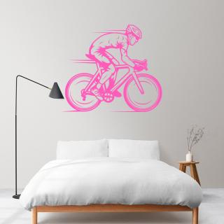 Samolepka Závodník v Cyklistice Barva: růžová, Velikost: 100 x 86 cm